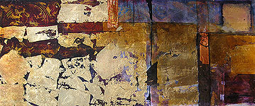 unwrapped dream, 50cm x 120cm, mixed media with gold foil on linen